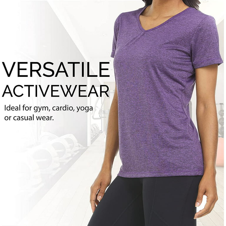 V Neck T-Shirt for Women Athletic Active Yoga Womens Workout Gym Tops 5  Pack Small, Set B