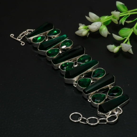 Chrome Diopside Gemstone Handmade Superb Anniversary Gift Bracelet Jewelry 8-9"