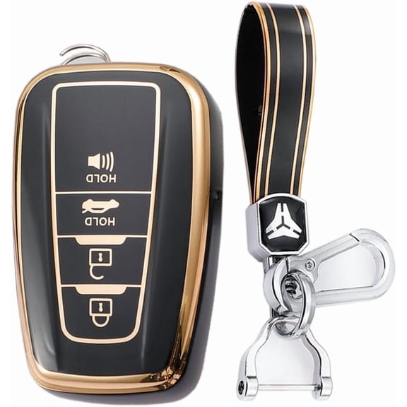Key Fob Cover Compatible with Toyota Camry C-HR RAV4 Avalon Land Cruiser Corolla Keychain Case Holder Protector,1,A Black