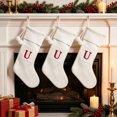 thumbnail image 3 of Christmas Stockings with Initials, Personalized Embroidered Monogram 16.5 Inches Knitted Christmas Stockings Fireplace Xmas Stockings for Family Holiday Party Decoration White Red Letter, 1Pcs, 3 of 7