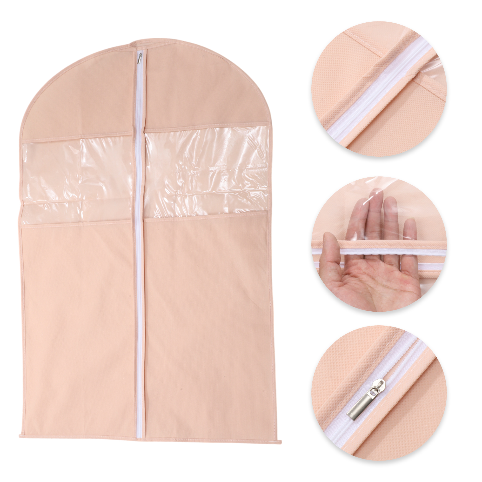 Unique Bargains 3 Pcs Dustproof Double Window Garment Bag Pink 35.43"x23.62"