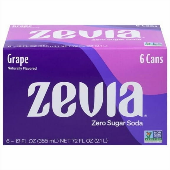 Zevia Grape Zero Calorie Soda Cans 6 pk / 12 fl oz - Pack of 2