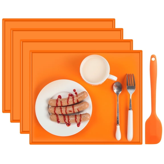 Lieonvis 4PCS Silicone Dehydrator Mats with Edge with Silicone Scraper Nonstick Silicone Tray Liner,High Temperature Resistance Reusable for Fruits Meat Vegetables Herbs