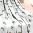 thumbnail image 3 of White Cartoon Rainbow Pattern Blanket,Comfortable Soft Flannel Throw Blanket,All Season,Warm Lightweight Blankets for Sofa Bed Couch Living Room Chair,30"x40", 3 of 4