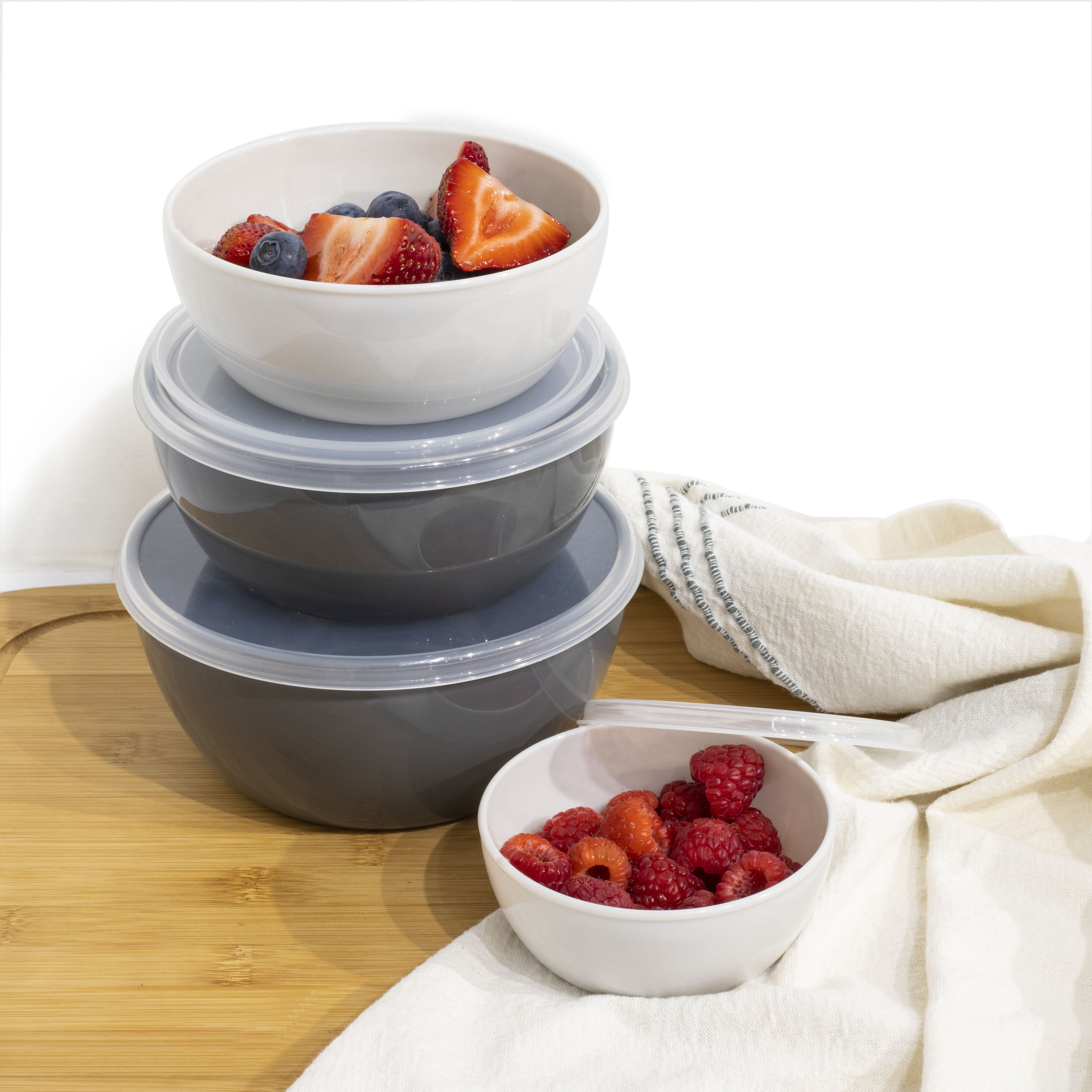 COOK WITH COLOR Prep Bowls with Lids- Deep Mixing Bowls Nesting Plastic  Small Mixing Bowl Set with Lids (Black Ombre)