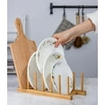thumbnail image 5 of 1 Pack Bamboo Wooden Dish Rack - Plate Rack Stand Pot Lid Holder, Kitchen Cabinet Organizer for Bowl, Cup, Cutting Board and More, 5 of 7