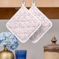 thumbnail image 2 of Pink Flower Pot Holders for Kitchen Heatproof Potholder, 5 Pack Vintage Farmhouse Boho Leaf Spring Solid Hot Pads Multipurpose Oven Pads Cloth Potholders Trivet for Cooking Baking, 2 of 8
