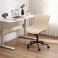 thumbnail image 4 of YOUNIKE Modern Office Chair with Wheels Adjustable Ergonomic Desk Task Chair in Mid-Back Beige PU Design, 4 of 9