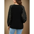thumbnail image 4 of Aiyino Women's Tops And Blouses Long Sleeve Waffle Tee Loose Casual T Shirts,Black M, 4 of 8