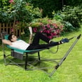 thumbnail image 4 of Gymax Folding Hammock Indoor & Outdoor Hammock with Side Pocket & Iron Stand Turquoise, 4 of 10