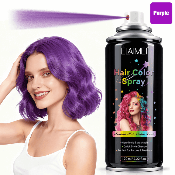 Hair Color Spray, Temporary Washable Hair Dye, Instant Color, Quick Dry, Non-Sticky, Easy Wash Out, Bright Colors for Parties, Festivals & Events (120ml)