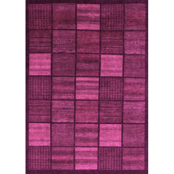 Ahgly Company Indoor Rectangle Checkered Purple Modern Area Rugs, 5' x 7'