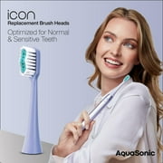 AquaSonic Icon Replacement Brush Heads - ADA Approved, Micro-Vibrations Technology, Multi-Length Bristles, Easy Replacement - For Normal & Sensitive Teeth | 2 Brush Heads (Purple)