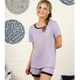 thumbnail image 2 of Doublju Women's Short Sleeve Round Neck Pajama Sleepwear 2 pcs Set (Plus Size Available), 2 of 5