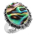 thumbnail image 1 of 925 Sterling Silver Ring For Women - Men Multicolor Genuine Abalone Shell Gemstone Silver Ring Size 12 Boho Silver Ring Size 12 Mothers' Day Gift For Mom Gemstone 925 Silver Jewelry, 1 of 6