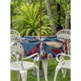 thumbnail image 3 of Outdoor Tablecloth with Umbrella Hole for Patio/Picnic/Party/Camping, Independence Day Gnomes Waterproof Table Cloth Round Cover Washable, Red Blue Poppy Floral Beige (Dia 54"), 3 of 8