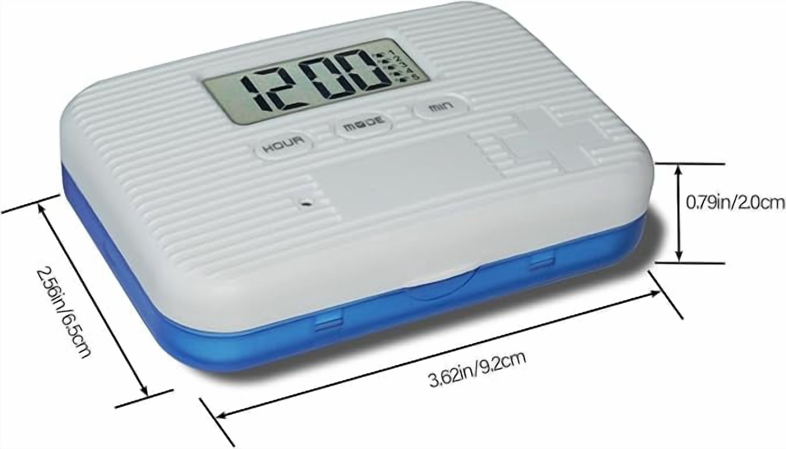 Portable Pill Organizer with Sound and Vibration Alarm, Weekly Pill Dispenser, Countdown Timer, Pill Box with Battery Medicine Organizer blue