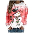 thumbnail image 2 of WEAIXIMIUNG Chandail en Molleton Femme Mignon Mode Hiver Décontracté Bonhomme de Neige Flocon de Neige Imprimé de Noël Col Rond Manches Longues Sweat à Capuche, 2 of 4