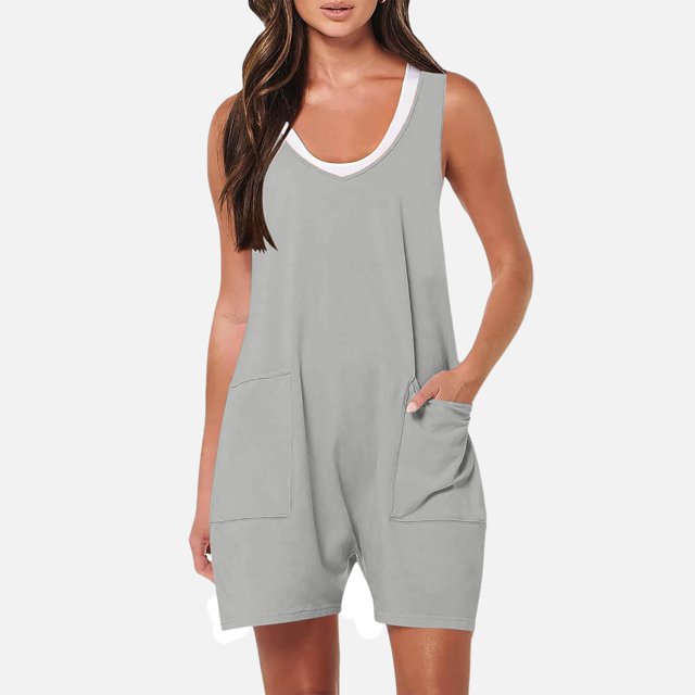 MKLEKYY Pantalones Cortos Deportivos Para Mujer, Monos Para Mujer, Mono Informal Sin Mangas Con Tirantes, Pantalones Cortos Holgados Con Bolsillos