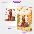 thumbnail image 2 of Welcome Fall Vizsla Enjoys School Time Autumn Fall Leaves 5x7in Folded Greeting Card Vizslas Dog Lover Gifts Idea Single Note Card with Envelope - 02013, 2 of 5