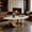 Gold+White, variant on Contemporary Sintered Stone Coffee Table with Stainless Steel Base, Faux Marble Finish, Modern Living Room Center Table with Durable Construction