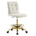 thumbnail image 2 of Modway Prim Metal and Performance Velvet Armless Drafting Chair in Gold/Ivory, 2 of 9