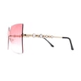 thumbnail image 3 of SA106 Womens Rhinestone Jewel Arm Rimless Block Lens Shield Sunglasses Gold Pink, 3 of 4