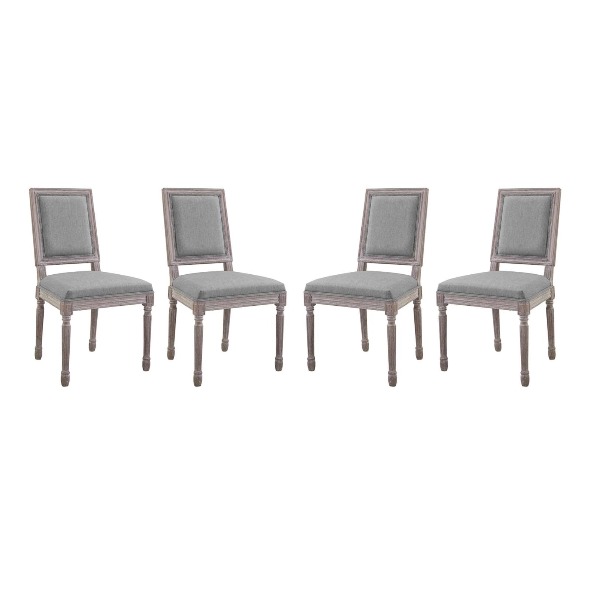 Light Gray Upholstered Wood Side Chair Set of 4