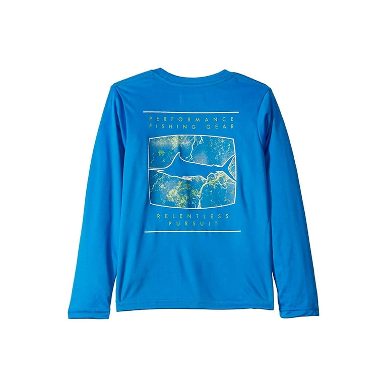 Columbia Kids PFG Silhouette Series Long Sleeve Shirt (Little Kids/Big Kids)  Hyper Blue Fish 