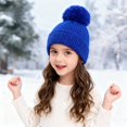 thumbnail image 7 of CPNG Kids Winter Hat Cap Unisex Hat Solid Color Beanies with Pom Pom Toddler Fleece Lined Warm Knit Hat Girls Boys Cute Knitted Wool Snow Beanies Ski Cap, 7 of 7