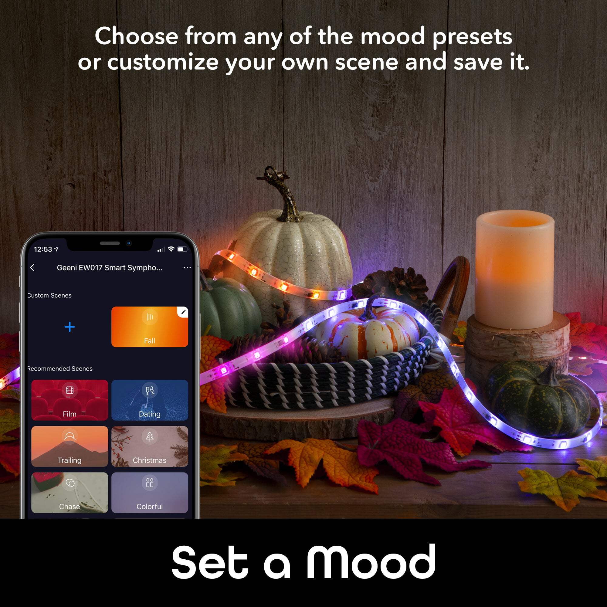 Geeni Prisma Symphony Smart LED Strip Lights, RGBIC with App Remote Control and Music Sync, 16.4 ft