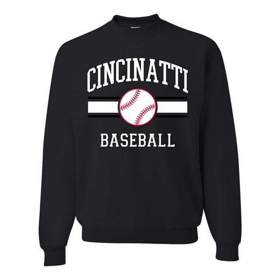 Wild Bobby City of Cincinnati Baseball Fantasy Fan Sports Unisex Crewneck Sweatshirt, Black, Small