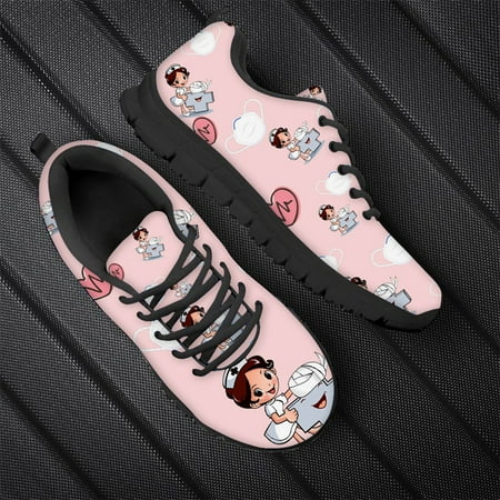 

Cartoon Nurse Shoes for Women Medical Surgical Designer Breathable Ladies Sneakers Lace Up Flats Jogging Sport Running Shoes