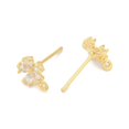 thumbnail image 3 of Brass Micro Pave Clear Cubic Zirconia Stud Earring Findings Cadmium Free Nickel Free Lead Free9.5x7.5mm Hole: 1mm Pin: 0.8x11.5mm, 3 of 4