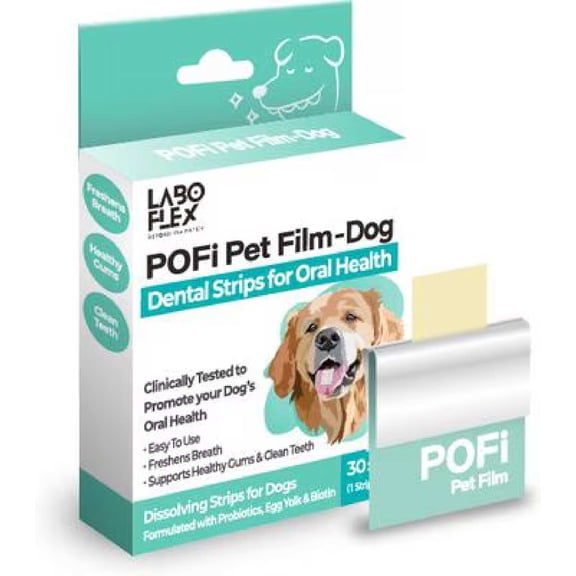 Laboflex Pofi Pet Film Strip Oral Health Dental Supplement for Dogs, 90-mg pouch, 30 count