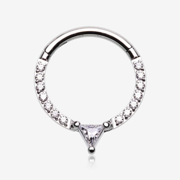 Trilliant Sparkle Multi-Gem Steel Seamless Clicker Hoop Ring