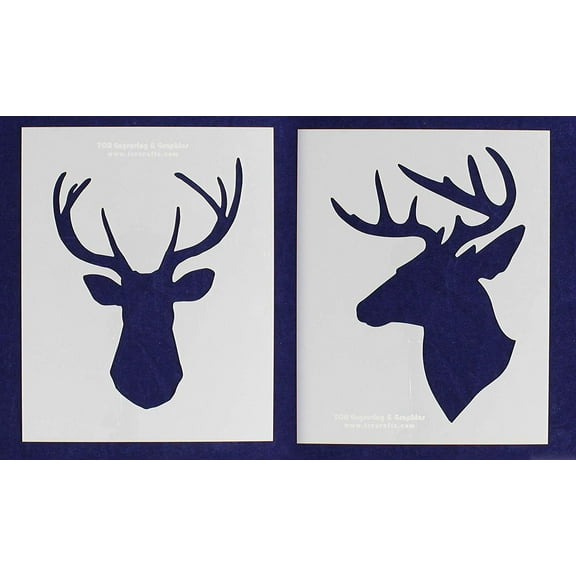 Buck-Deer Head Stencils -Mylar 2 Pieces of 14 Mil 8" X 10" - Painting /Crafts/ Templates