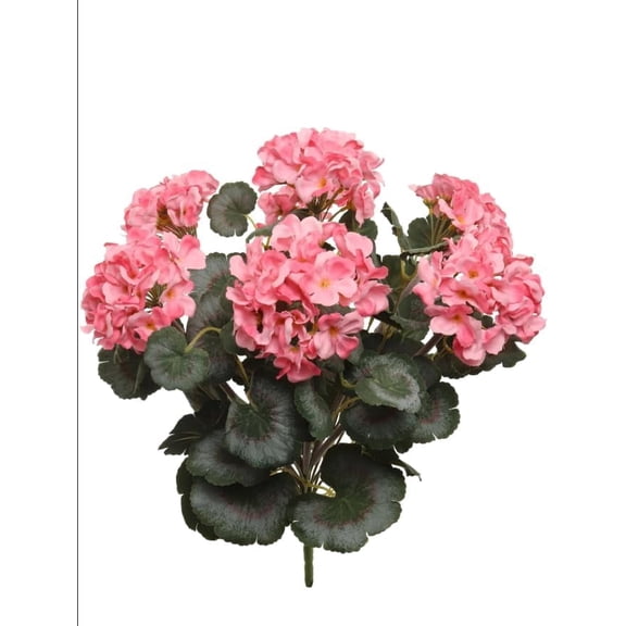 18" Pink Natural Geranium Bush – Artificial Pink Geranium Plant with 20 Leaves for Floral Arrangements