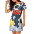 thumbnail image 2 of Balery Astronaut And Space Camisón de manga corta con cuello redondo para mujer, cómodo y elegante., 2 of 6