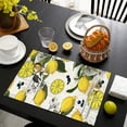 thumbnail image 3 of Yellow Lemon Fruit Berries Beige Pattern Summer Placemats Table Placemats Set Of 6-Linen Kitchen Washable Placemats Table Mats 11.8"x17.7" Non-Slip Heat Resistant, 3 of 5