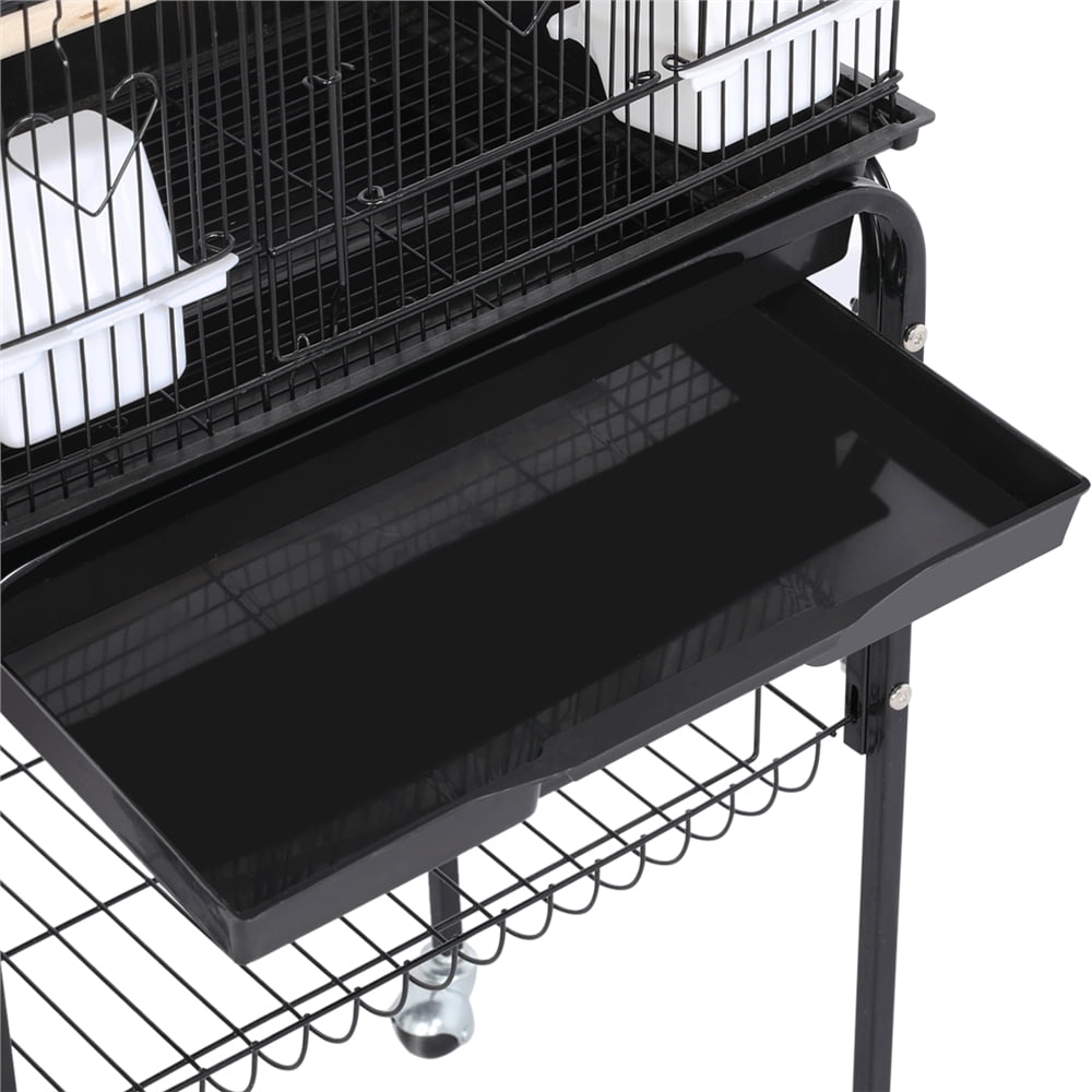 Renwick 62" Metal Rolling Bird Parrot Cage Detachable Stand, Black