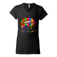 thumbnail image 2 of Wild Bobby, Colorful Painted Lip, Streetwear, Women Standard V-Neck Tee, Black, Small, 2 of 5