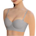 thumbnail image 6 of Gathering Underwear Lace Bra Soft Steel Ring Adjustable Women's Comfort Fit Everyday Sleepwear #Gray,XL, 6 of 7