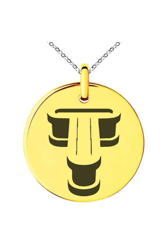 Stainless Steel Letter T Initial 3D Monogram Engraved Small Medallion Circle Charm Pendant Necklace
