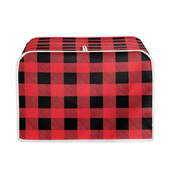 Suhoaziia Wide Slot Toaster Cover 2 Slice for Home Decoration,Water-Resistant Christmas Red Black Buffalo Grid Toaster Bag Protector,Scratchproof Kitchen Appliance Bread Maker