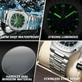 thumbnail image 5 of POEDAGAR Men Luxury Green Diamond Quartz Fashion Stainless Steel Plaid Watch Luminous Date Wristwatch, 5 of 5