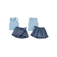 thumbnail image 2 of BemeyourBBs 2Pcs Toddler Baby Girl Summer Clothes Infant Baby Girl Denim Outfit Toddler Cowgirl Outfit Sleeveless Lapel Collar Ribbed Vest Tank Tops and Ruffled Jeans Skirt Denim Skirts Set, 2 of 9