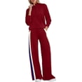 thumbnail image 4 of Women 2 Piece Outfits Airport Travel Vacation Sweatsuits Wide Leg Pants Lounge Set 2025 Fashion Clothes, 4 of 10