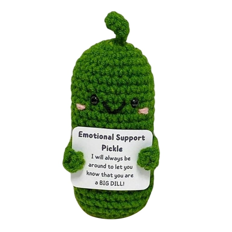 Xinhuadsh Handmade Emotional Support Pickled Cucumber Gift with  Encouragement Card Handmade Crochet Emotional Support Pickles Knitting Doll  Ornament Gift 