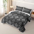 thumbnail image 3 of jejeloiu Moody Damask Twin Quilt Set,High Contrast Print Twin Coverlet Set For Adults,Black Gray,2 Pieces, 3 of 7
